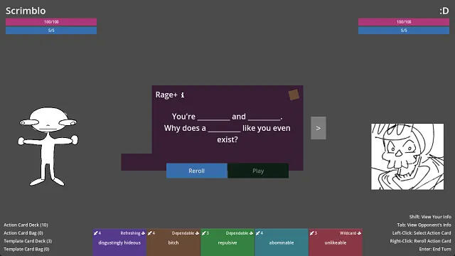 Wrath of the Witty v1 (2023-2024) Concluded Prototype | Team of 3 Designed &amp; Implemented: ● Roguelike gameplay loop ● Card synergies and effects